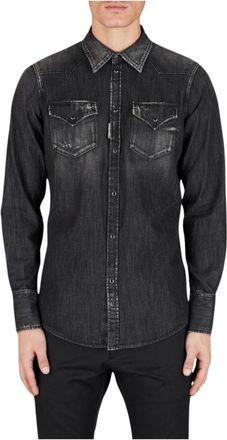 Dsquared2 Klassiek Western Overhemd - Heren - Spijkerjassen - Zwart - S - Katoen - Jassen