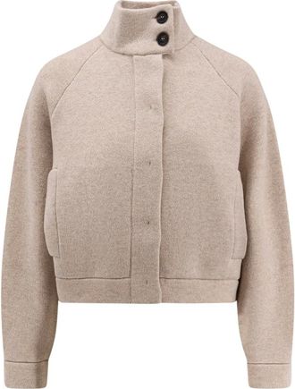 Brunello Cucinelli Cashmere Knitwear, female, Beige, S, Beige Cashmere Jumper with Button Closure