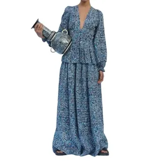 Escvdo Margarita Top In Print Blue