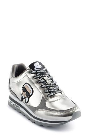 Karl Lagerfeld Meade Metallic Sneaker in Pewter at Nordstrom, Size 8.5