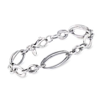 Ross-Simons Italian Sterling Silver Interlocking Oval-Link Bracelet