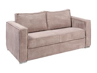 Vente-Unique Sof&aacute; cama de 3 plazas de apertura r&aacute;pida de pana en rosa - Cama de 140 cm - Colch&oacute;n de 18 cm LORETO