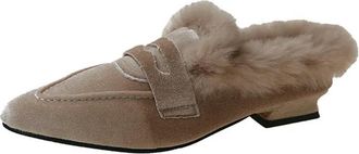 Generic JCVBN Fur Women Flats Cotton Boots Pointed Toe Suede Warm Shoes Designer Snow Boots Short Plush Walking Sexy Lady Shoes