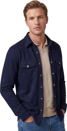 Profuomo Overshirt Profuomo donkerblauw normale fit dubbele borstzak katoen