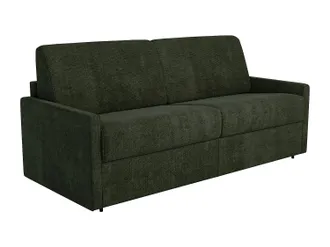 Vente-Unique Divano Letto 4 Posti Express In Tessuto Verde Abete - Rete A Doghe Larghe 160 Cm - Materasso 18 Cm - Calife