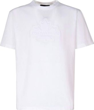 Dsquared2 Mens Leaf Skater Cotton T-Shirt In White