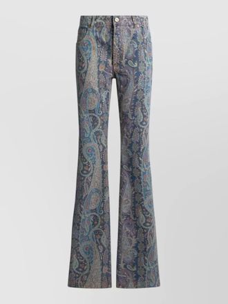 Etro wide leg jeans paisley pattern belt loops