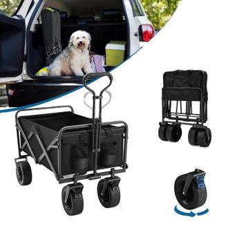 OEM Carro De Jard&iacute;n, Capacidad De 100 Litros, Ruedas Todoterreno, Color Negro
