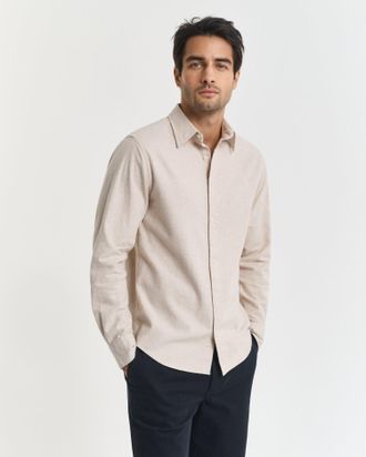 GANT Men Regular Fit Melange Flannel Shirt (XXXL) LIGHT BEIGE MELANGE