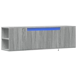 Berkfield Home TV Wall Cabinet with LED Lights Grey Sonoma 135x31x39.5 cm
