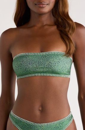 Kulani Kinis Blanket Stitch Slim Bandeau Bikini Top in Wild Wonder at Nordstrom, Size X-Small