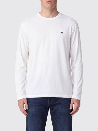 Emporio Armani T-shirt a maniche lunghe in cotone con logo Eagle frontale