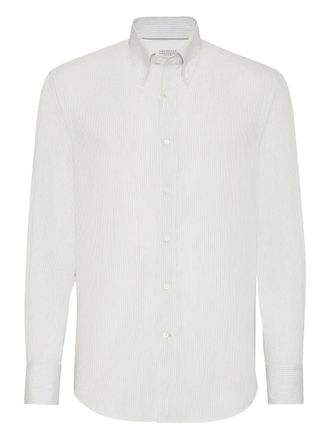 Brunello Cucinelli striped poplin shirt - men - Cotton/Mother of Pearl - 3XL - White
