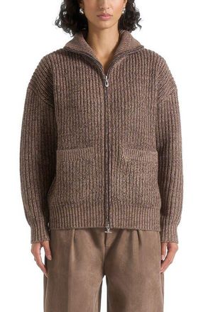 Mani&egrave;re De Voir Jamie Unisex Speckled Wool Zip Through Jacket in Taupe at Nordstrom, Size X-Large