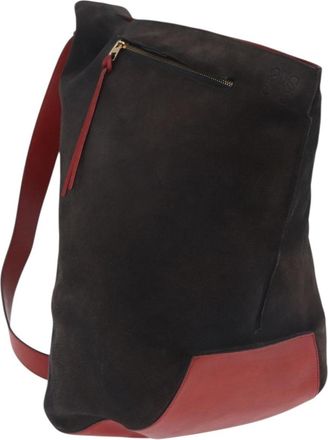 Loewe Anton Suede Brown Suede Backpack Bag (Pre-Owned)