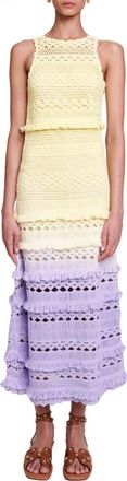 Maje Robelle Ombr&eacute; Crochet Midi Dress in Yellow at Nordstrom Rack, Size 3 (Fits Like 8 Us) / 40 Eu