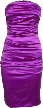 Dolce & Gabbana Satijnen strapless jurk met ruches - Roze