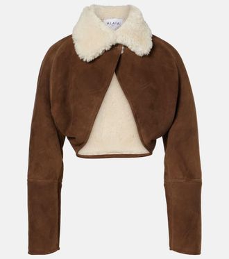 Alaia Shearling-trimmed suede jacket