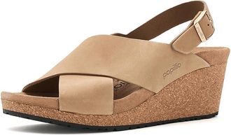 Birkenstock Samira Wedge - Nubuck Leather Womens Dress Sandals Sandcastle : EU 41 (US Womens 10-10.5) Narrow, Synthetic