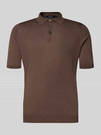 Gran Sasso Slim Fit Poloshirt aus reiner Seide in Mittelbraun, Gr&ouml;&szlig;e 52