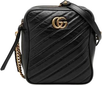 Gucci Pre-owned Quilted Crossbody Bag - Dames - Vintage Schoudertas - Zwart - ONE Size - Leer - Vintage