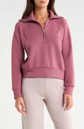 Spanx AirEssentials Half Zip Sweatshirt in Rum Raisin at Nordstrom, Size X-Small
