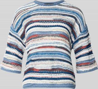 Oui Strickpullover mit 1/2-Arm in Blau, Gr&ouml;&szlig;e 36