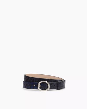 Rag & Bone Womens Mini Audrey Leather Belt In Indigo Croc