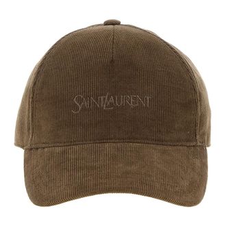 Saint Laurent Corduroy Baseball Cap - Dames - Accessoires - Bruin - Maat: 57 CM Corduroy