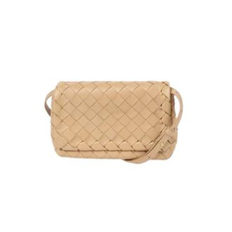 Bottega Veneta Pre-owned Cross Body Bags, female, Beige, Size: ONE SIZE Pre-owned Flap Mini Shoulder Crossbody Bag