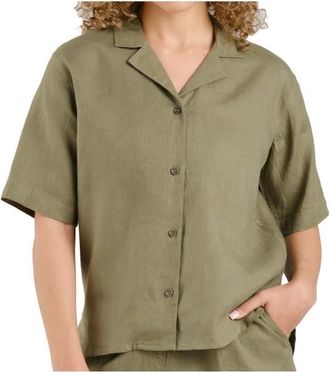Dedicated Shirt Torup Linen Bluse für Damen | oliv