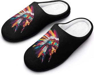 Generic Native Am-erican Chief Mens Slippers Comfortable And Non-slip Cotton Slipper Shoe for House