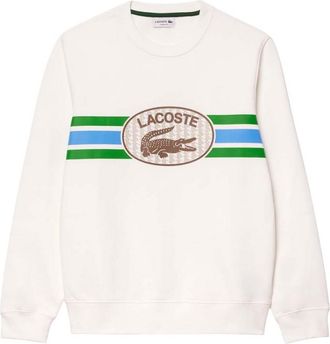 Lacoste Heren Fleece Sweatshirt met grafische print (Cr&egrave;me)