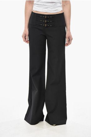 Versace JEANS COUTURE Wide-Leg Viscose-Blend Trousers With Triple Bu size 42