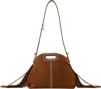 Maje Topstitched suede Miss M Mini bag in Brown at Nordstrom, Size Medium