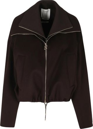 Sportmax Emiro Bomberjack - Dames - Vesten met rits - Bruin - 3XS - Wol - Hoodies & sweatvesten
