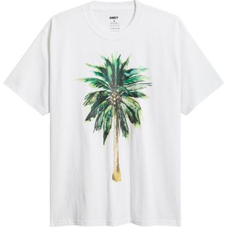 Obey Palm Graphic T-Shirt in White at Nordstrom, Size Xx-Large