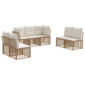 vidaXL Conjunto De Sof&aacute;s De Exterior Natural Poli&eacute;ster Vidaxl