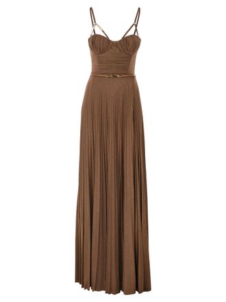 Elisabetta Franchi Kleid f&uuml;r den roten Teppich aus Lam&eacute;-Jersey mit G&uuml;rtel