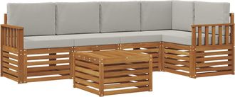 vidaXL Conjunto De Sof&aacute;s De Exterior 6 Uds. Natural Y Gris Claro Vidaxl