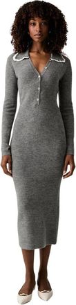 Twinset Vestido midi de punto con cuello polo - Dresses - Mujer - Gris - XL
