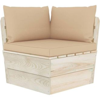 vidaXL Sof&aacute; De Esquina De Palets De Jard&iacute;n Cojines Abeto Impregnado Vidaxl