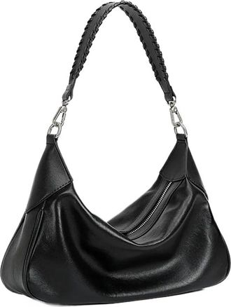 Generic Leather Underarm Shoulder Bags, Compatible For Women Crossbody Half Moon Ladies Handbags(Black B)