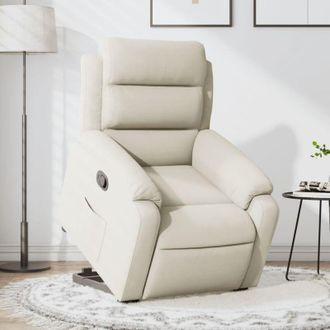 vidaXL Poltrona Alzapersona Reclinabile Crema in Velluto - Vidaxl