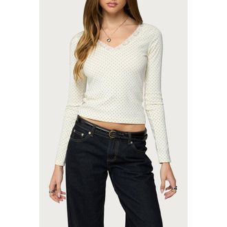 Edikted Morah Lace Dot Top in Cream at Nordstrom, Size X-Small