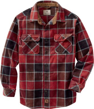Legendary Whitetails Mens Navigator Fleece Button Up Shirt, Killian Square Plaid, Large