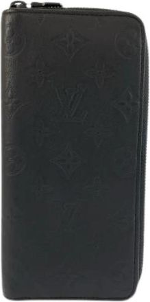 Louis Vuitton Pre-owned Zippy Wallet Vertical Monogram Shadow Long Wallet - Heren - Vintage Accessoires - Zwart - ONE Size - Leer - Vintage