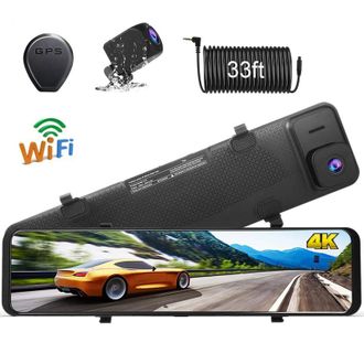 OEM Espejo Retrovisor De 12 Pulgadas, C&aacute;maras Duales 4k+1080p, Grabadora De Video Delantera Y Trasera, Pantalla T&aacute;ctil, Gps, Detecci&oacute;n De Colisi&oacute;n (conexi
