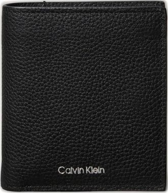 Calvin Klein Portafoglio tri-fold con logo goffrato - Nero