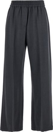 Brunello Cucinelli Grey Pants With Elastic Waist In Wool Blend Stretch Woman